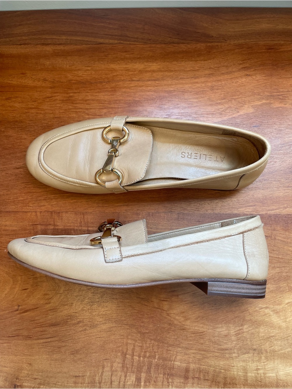 Ateliers Cream Leather Horsebit Loafers - Picture 5 of 6